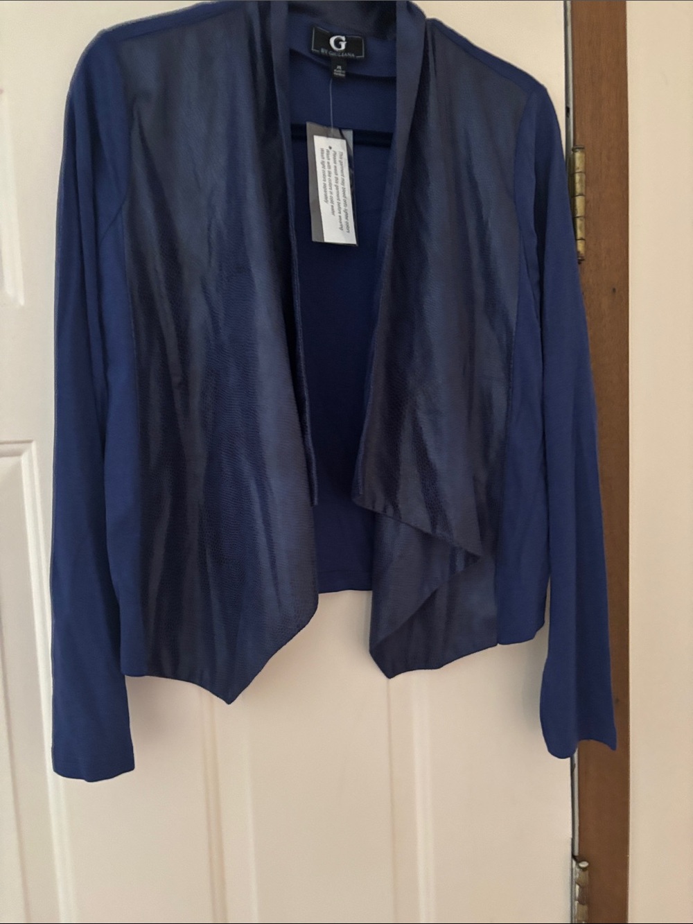 G by Giuliana Navy Draped Open-Front Jacket
